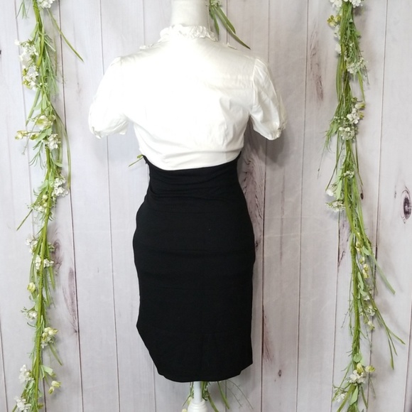 Max & Cleo sz 2 Sheath Black White Ruffle Dress - Picture 3 of 7